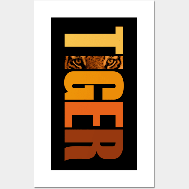 Tiger Vertical Text Design Wall Art by arichutfles